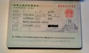Apariencia de la visa para China